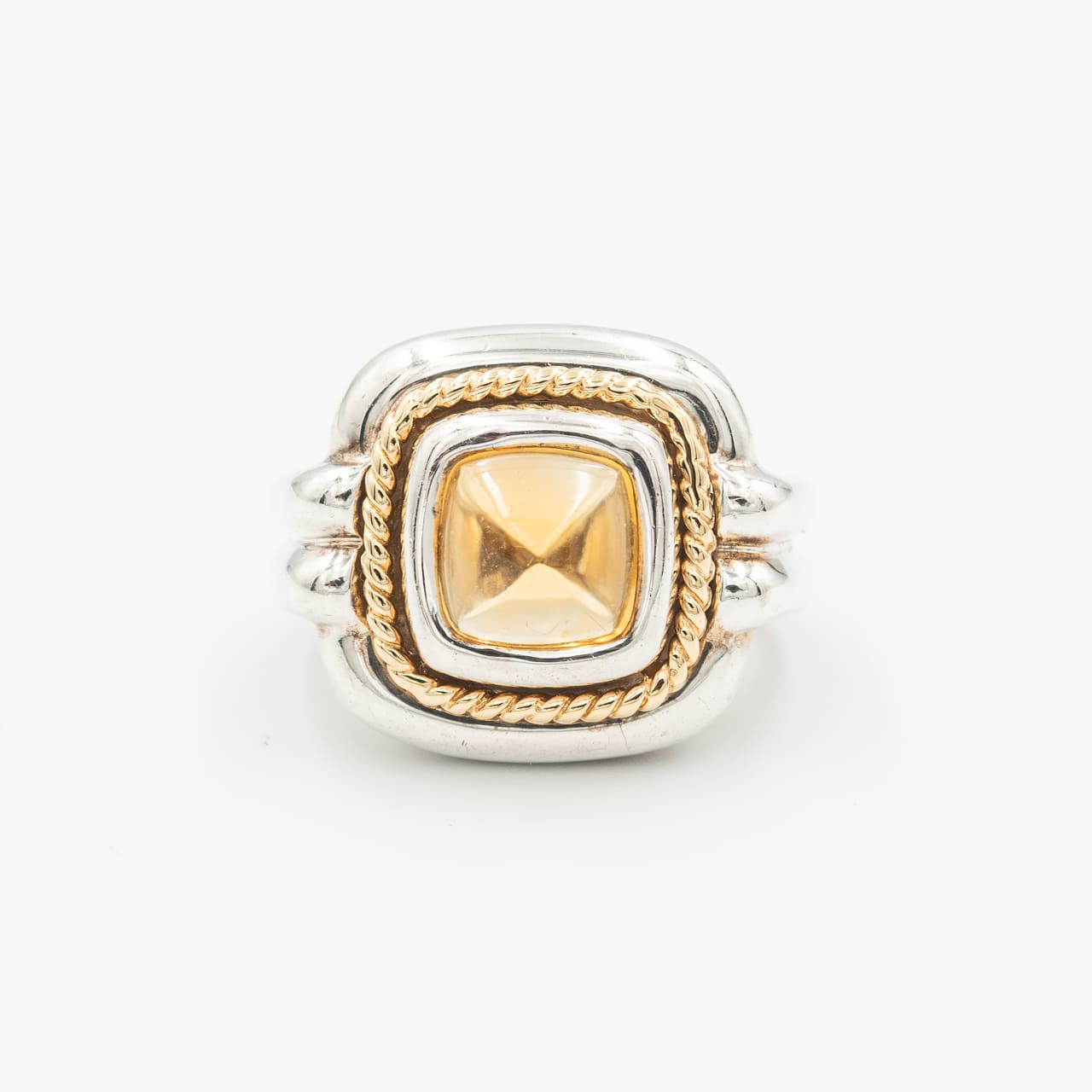 ヴィンテージ ティファニー シトリン リング 9号 シルバー 18K コンビ