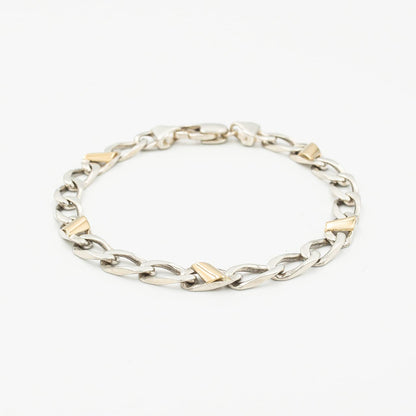 ヴィンテージ ティファニー フィガロチェーン ブレスレット シルバー 18K コンビ 1990's