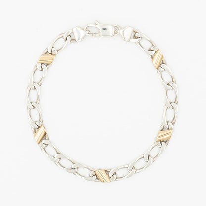 ヴィンテージ ティファニー フィガロチェーン ブレスレット シルバー 18K コンビ 1990's