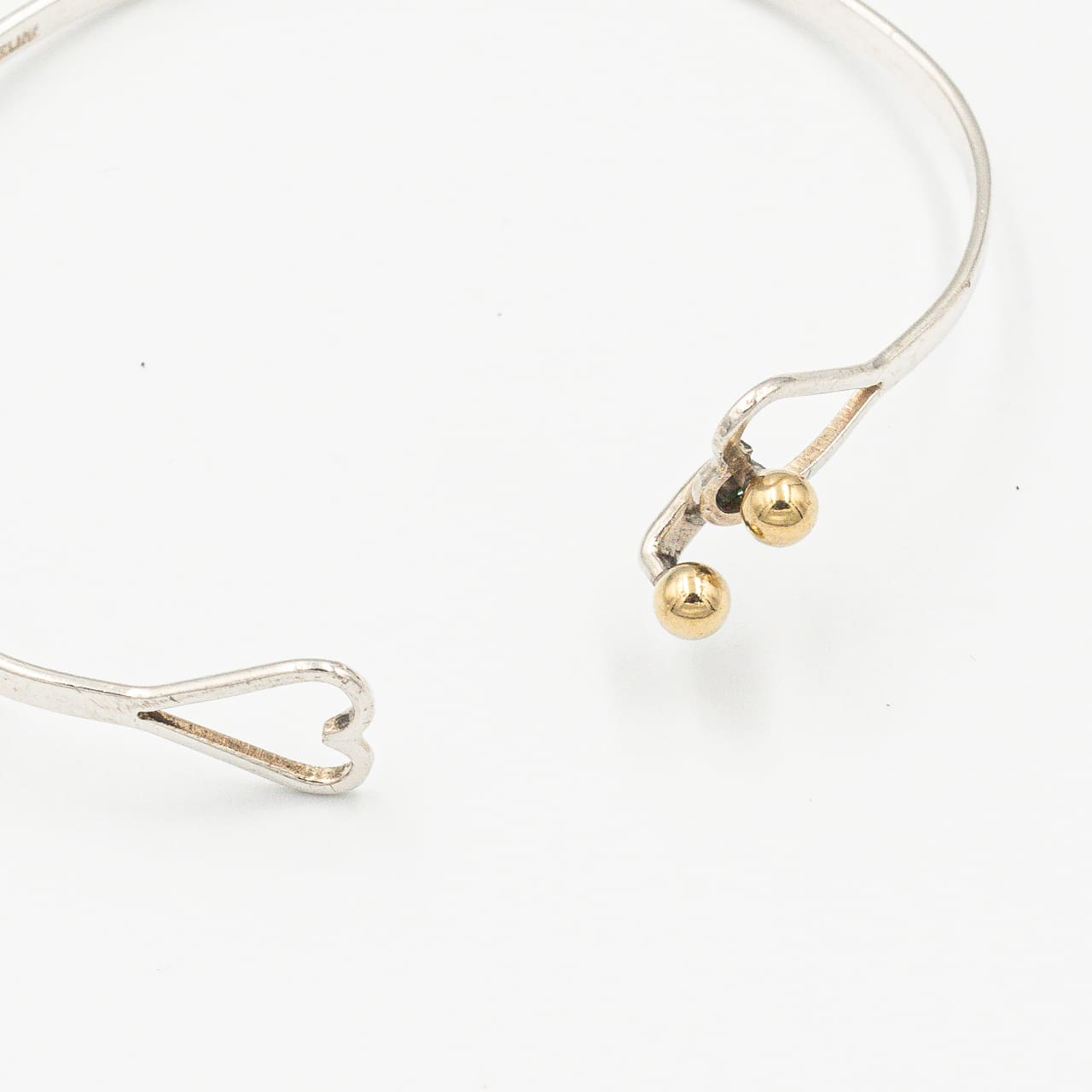 ヴィンテージ フック&アイ ダブルハート バングル シルバー 18K コンビ 1990's