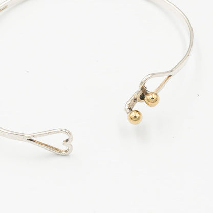 ヴィンテージ フック&アイ ダブルハート バングル シルバー 18K コンビ 1990's