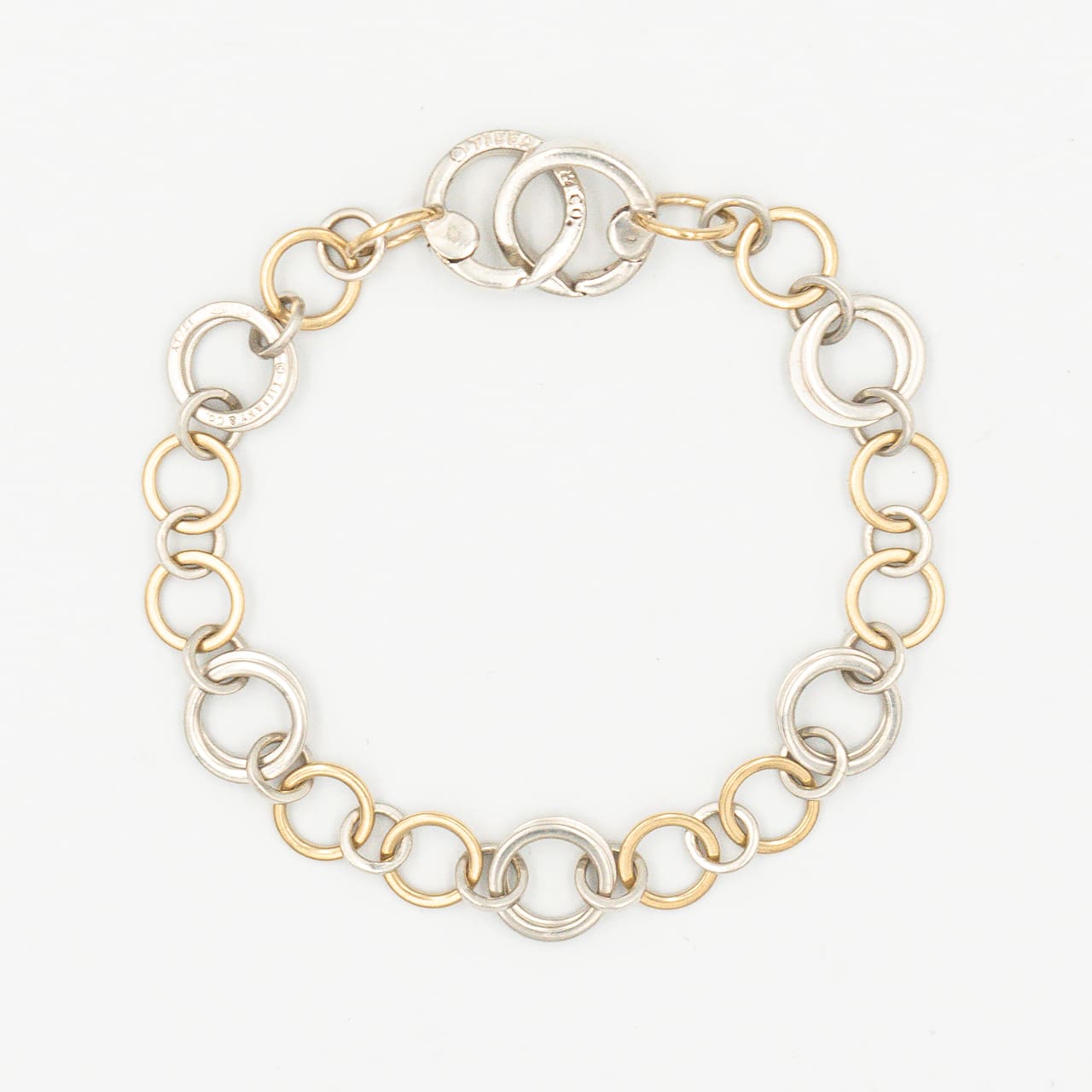 ティファニー サークル リンク ブレスレット 21.3cm シルバー 18K コンビ