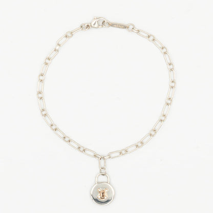 ティファニー ラウンド ロック チャーム ブレスレット 18.2cm シルバー 18K コンビ