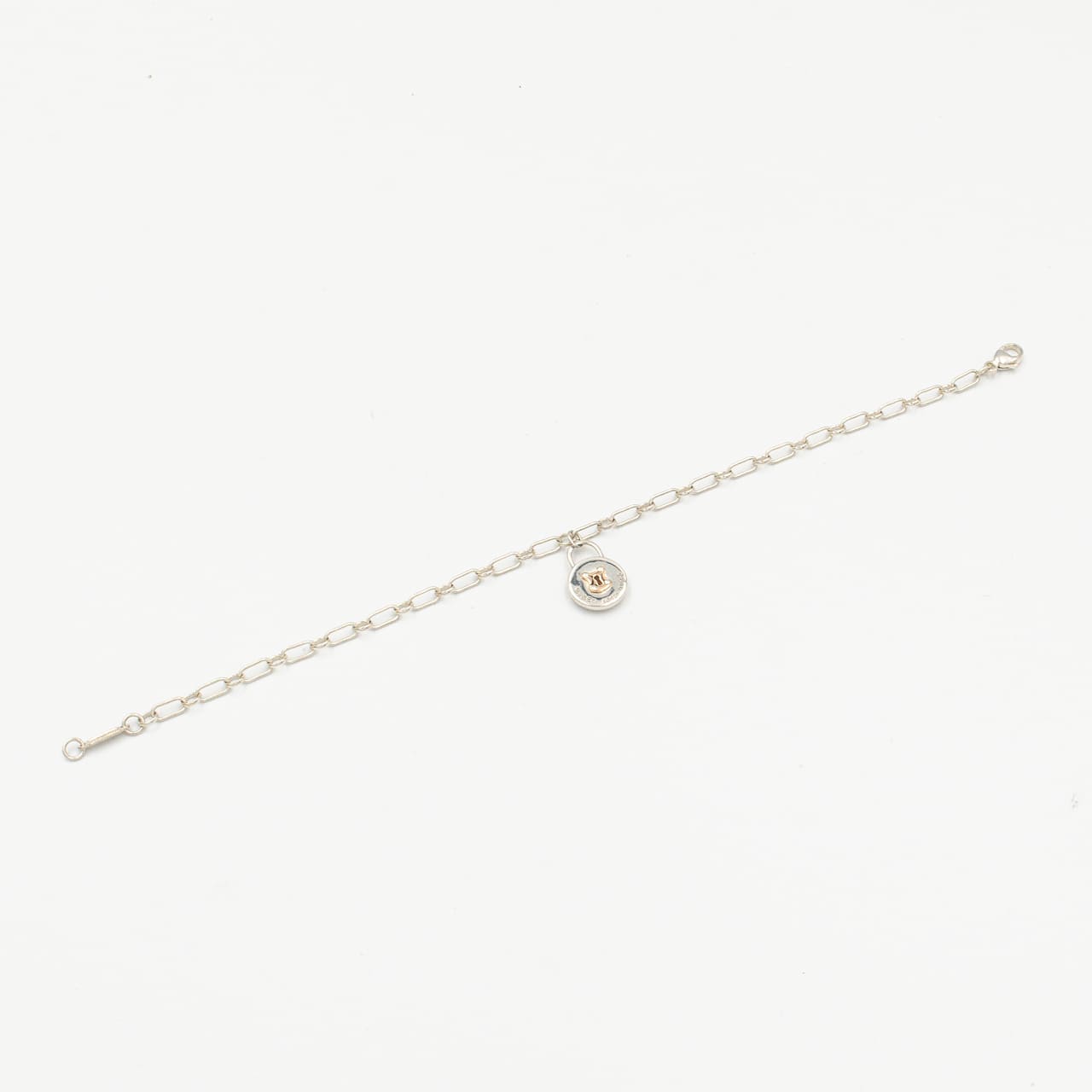 ティファニー ラウンド ロック チャーム ブレスレット 18.2cm シルバー 18K コンビ