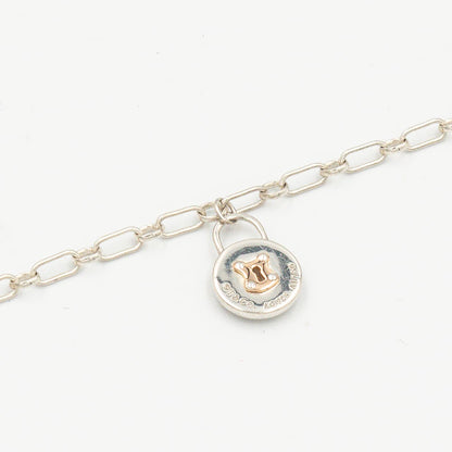 ティファニー ラウンド ロック チャーム ブレスレット 18.2cm シルバー 18K コンビ