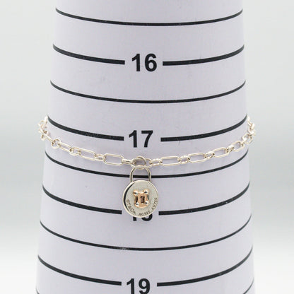 ティファニー ラウンド ロック チャーム ブレスレット 18.2cm シルバー 18K コンビ