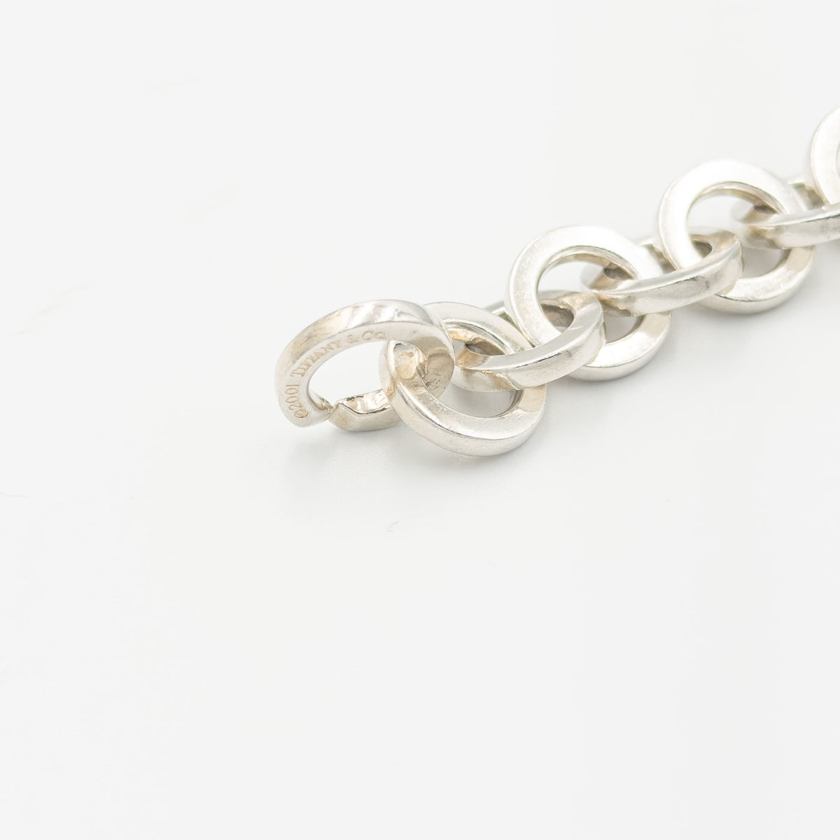 ヴィンテージ ティファニー サークルリンク ブレスレット 21cm シルバー 18K コンビ 2000's