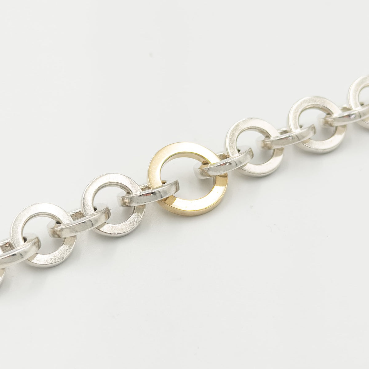 ヴィンテージ ティファニー サークルリンク ブレスレット 21cm シルバー 18K コンビ 2000's