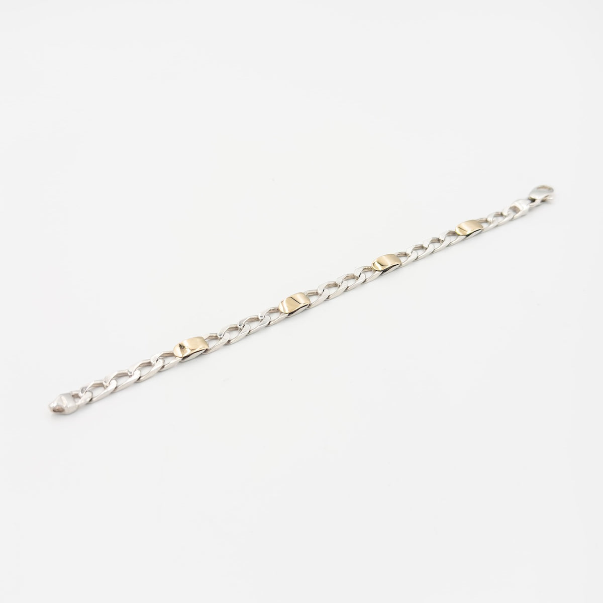 ヴィンテージ ティファニー フィガロチェーン ブレスレット 17.7cm シルバー 18K コンビ 1990's