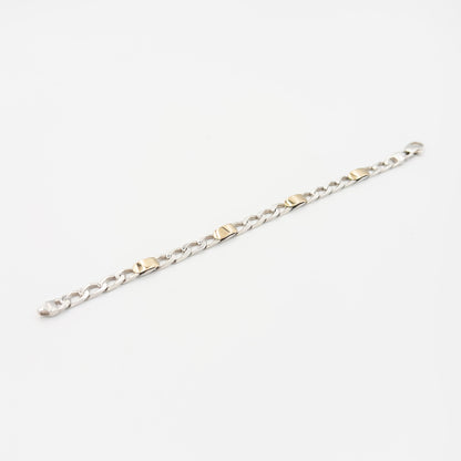 ヴィンテージ ティファニー フィガロチェーン ブレスレット 17.7cm シルバー 18K コンビ 1990's