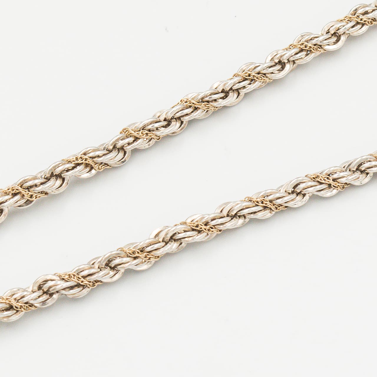 ヴィンテージ ティファニー シック ツイスト ロープ ネックレス 60.1cm シルバー 14K コンビ 1980's