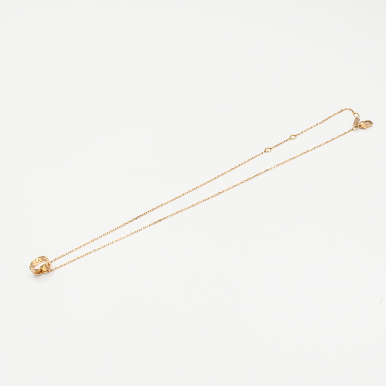 グッチ アイコン アモール ダイヤ ネックレス 48.3cm 18K PG