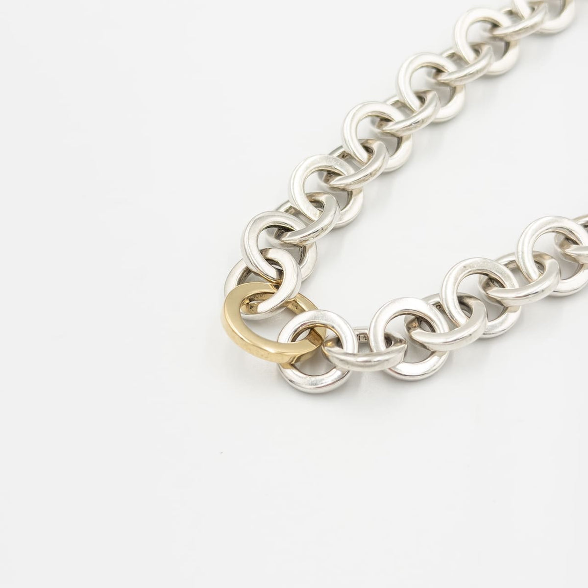 ヴィンテージ ティファニー サークルリンク ネックレス 41.5cm シルバー 18K コンビ 2000's