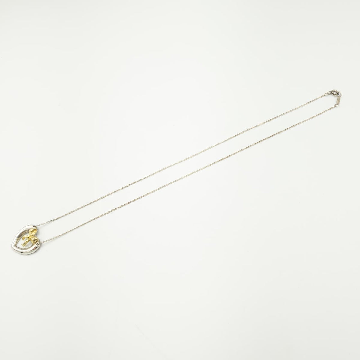 ヴィンテージ ティファニー ハート リボン ボウ ネックレス 47cm シルバー 18K コンビ 1990's