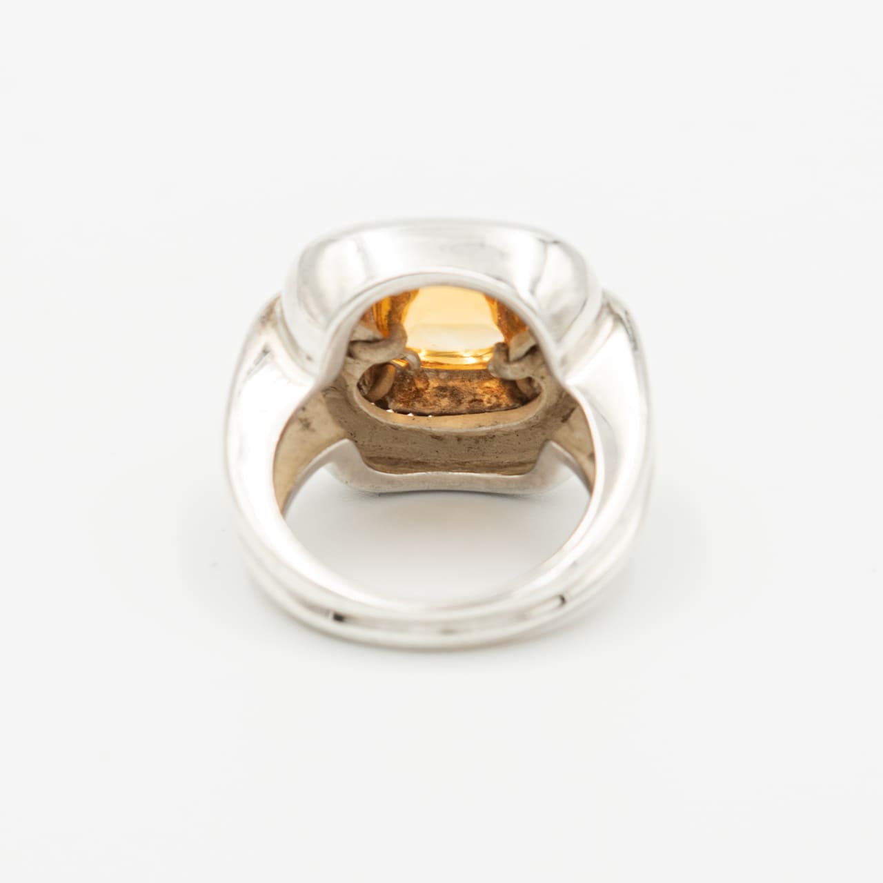 ヴィンテージ ティファニー シトリン リング 9号 シルバー 18K コンビ