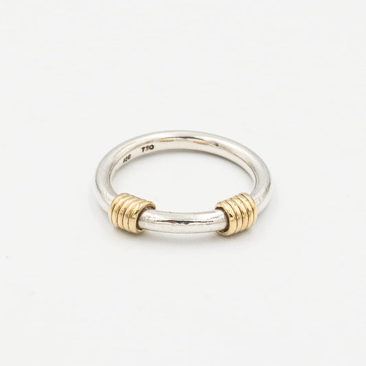 ヴィンテージ ティファニー バンドウィズ 2ワイヤー リング 11号 シルバー 18K コンビ 1990's