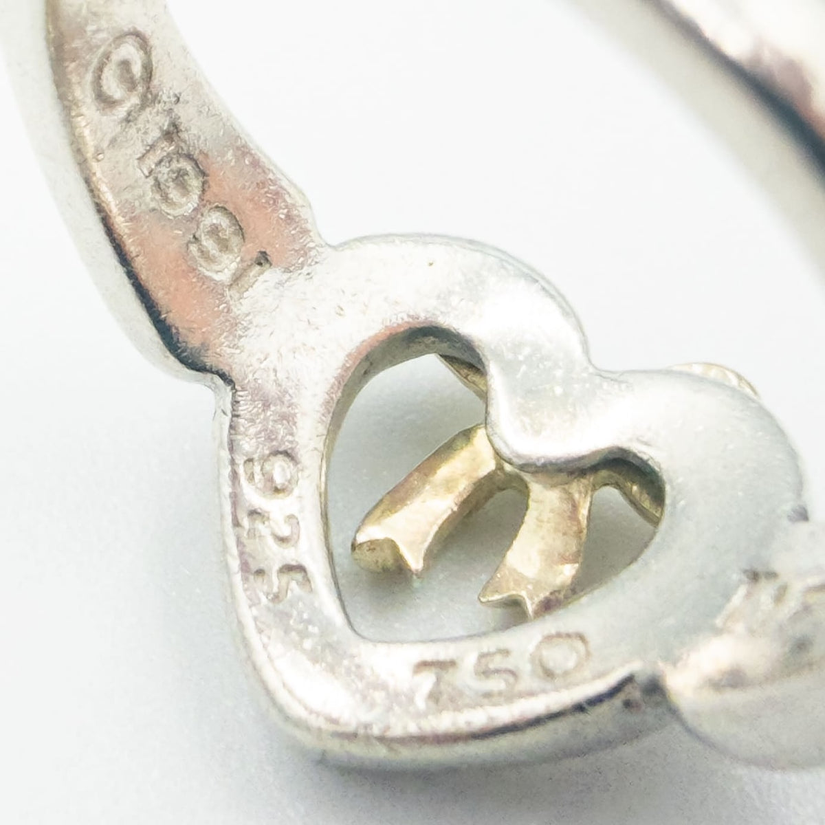 ヴィンテージ ティファニー ハート リボン リング 7号 シルバー 18K コンビ 1991